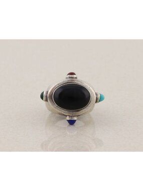Sterling Silver Onyx Ring Size 5 3/4 Vintage Chunky Ring